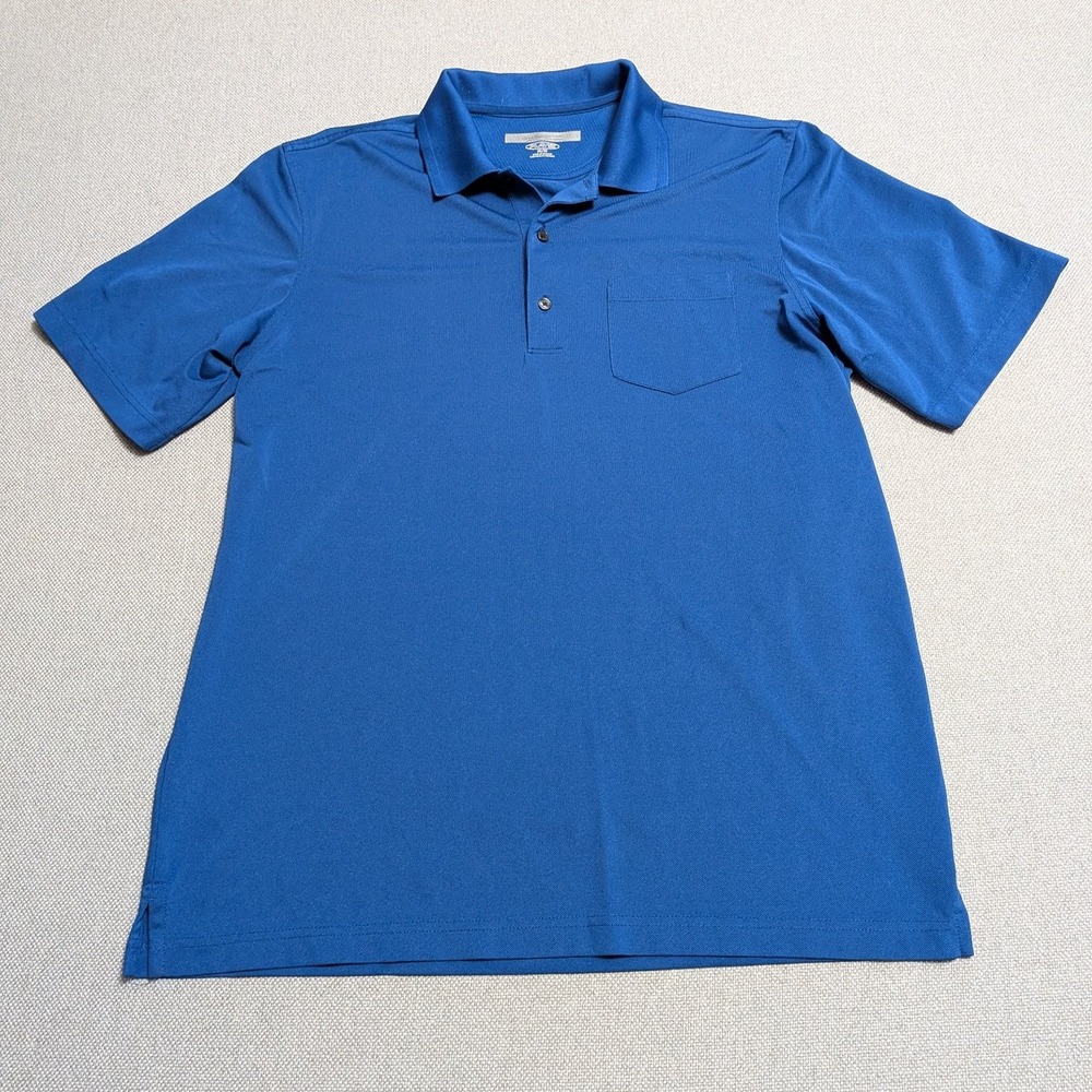 Greg Norman Play Dry Men's Blue Polo Shirt Size Medium Pocket Performance